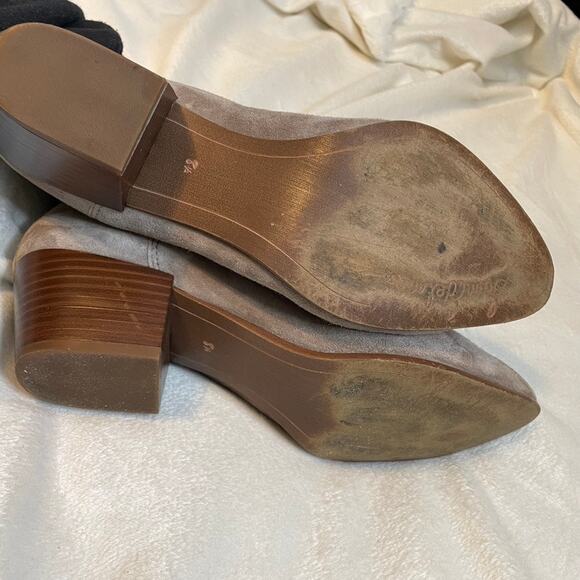 SAM EDELMAN Suede‎ Pointed Toe Booties Ankle Boots 8.5 Tan Grey Block Heel - Picture 3 of 4
